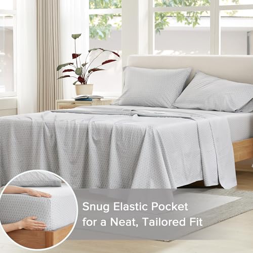 Comfort Spaces 100% Cotton Sheet Set Breathable, Lightweight, Soft with 14" Elastic Pocket Fits up to 16" Mattress, All Se...