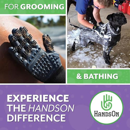 H HANDSON Pet Grooming Gloves - Patented #1 Ranked, Award Winning Shedding, Bathing, & Hair Remover Gloves - Gentle Brush ...