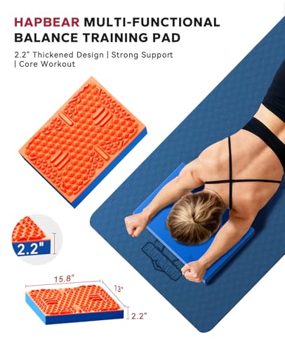HAPBEAR Exercise Balance Pad - 15"x12" Non-Slip Textured Foam Balance Pad with 2-in-1 Stability & Massage - 2.2" Thick TPE...