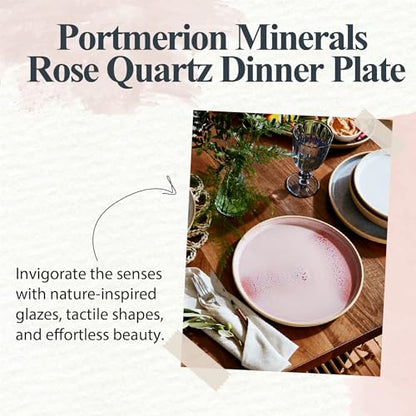 Portmeirion Minerals 10.5" Dinner Plate, Rose Quartz - Modern Stoneware Plate, Artisan-Crafted with Gentle Curves, Durable...