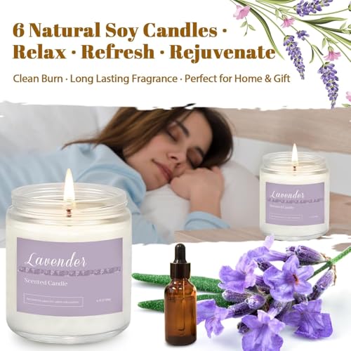 6 Pack Scented Candles Gift Set, Long Lasting Aromatherapy Candles for Home, 37.8 oz 300 Hour Burn, Lavender Jasmine Vanil...