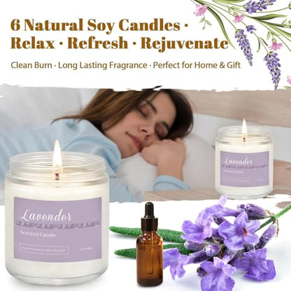 6 Pack Scented Candles Gift Set, Long Lasting Aromatherapy Candles for Home, 37.8 oz 300 Hour Burn, Lavender Jasmine Vanil...