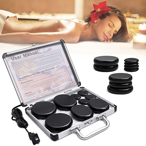 Primachen Hot Stones Massage Warmer Kit, 9Pcs Hot Stones Massage Set Portable Hot Stone with Heater, Hot Rocks Basalt Mass...