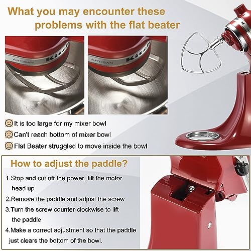 Stainless Steel Flat Beater for KitchenAid 4.5qt-5qt Tilt-Head Stand Mixer, Fit forClassic, Classic Plus and Artisan Mixer...