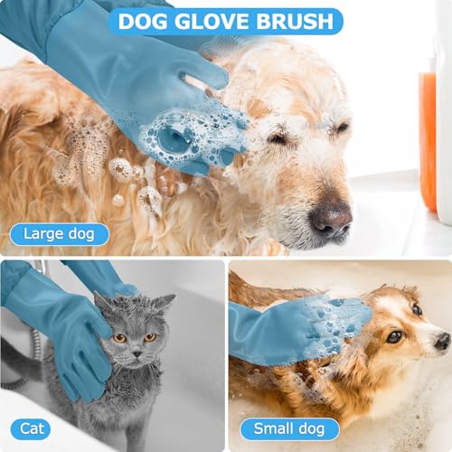 Senquoyn Dog Washing Gloves | Pet Grooming Gloves | Extra Long Arms (17.3") for Cats & Dogs | Massage & Hair Removal Pet G...