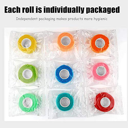 (12-Pack) 1” x 5 Yards | Self Adhesive Bandage Wrap, Kuvvfe Athletic Elastic Cohesive Bandage for Sports Injury,Strain,Kne...