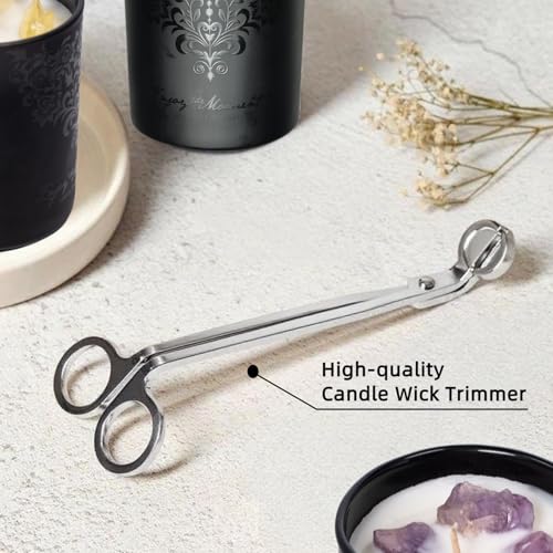 Luxury Black Scented Candles Gift Set for Men – 3×7oz Soy & Beeswax Crystal Candles with Wick Trimmer & Snuffer, Masculine...