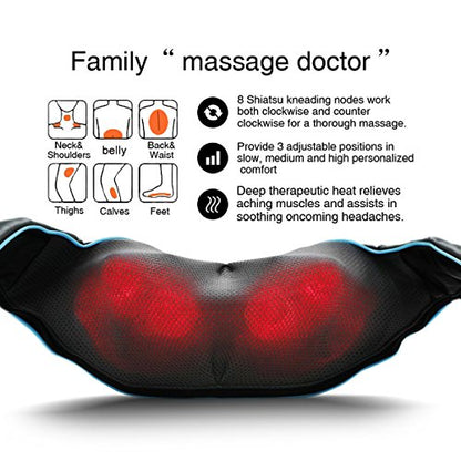 Mo Cuishle Shiatsu Back Shoulder and Neck Massager with Heat, Electric Deep Tissue 4D Kneading Massage, Best Gifts for Wom...