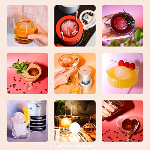 Pressice Barware Ice Press Kit – 2.3" Fast Sphere Maker – American Owned & Operated – Includes Ice Mold – Aircraft-Grade A...