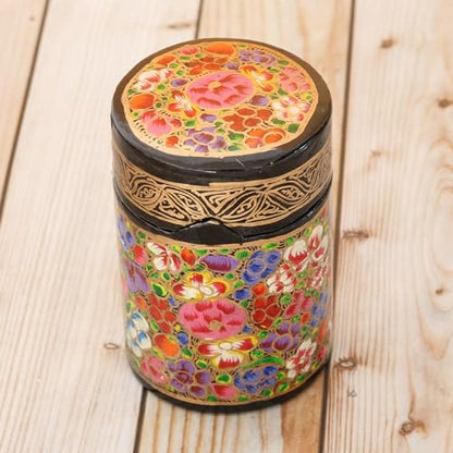 NOVICA Artisan Handmade Papier Mache Toothpick Holder Multicolored Floral Wood Metallic Woodpaper India Tableware Kitchen ...