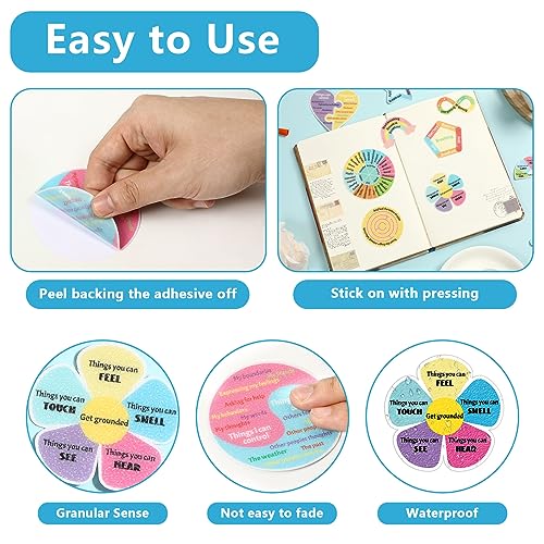 96 Pcs Breath Calm Anxiety Sensory Stickers Reusable Mindfulness Stickers Calming Strips Adhesive Sensory Strips for Schoo...