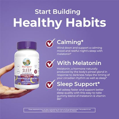 MaryRuth Organics Melatonin 5mg Sleep Gummy with L-Theanine | Lemon Balm | Vitamin B6 | Sugar-Free | Relaxation | Vegan | ...