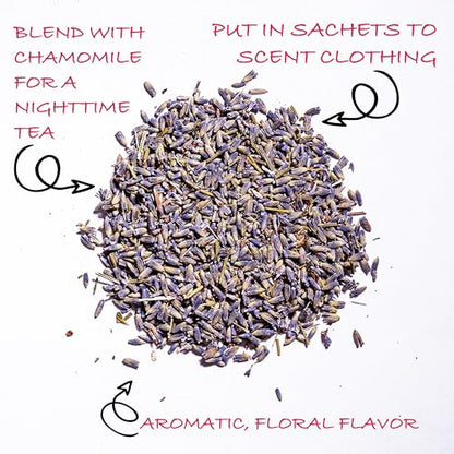 Worldwide Botanicals Organic Lavender Flowers, 4 ounces, Pure European Lavender buds, Perfect for Aromatherapy, Sachets, W...