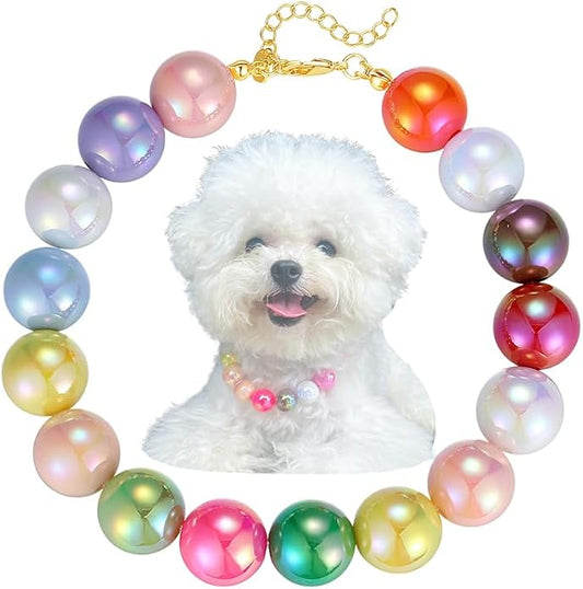 Kepudengen Dogs necklace,Pet Fashion Necklace, Colorful Beaded Necklace,Pet Jewelry,Vibrant Candy-Colored Pet Jewelry Neck...