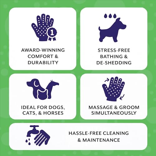 H HANDSON Pet Grooming Gloves - Patented #1 Ranked, Award Winning Shedding, Bathing, & Hair Remover Gloves - Gentle Brush ...
