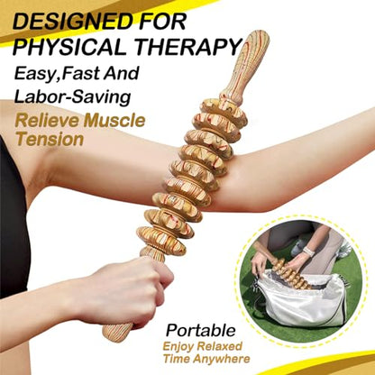 Deston Wooden Massager Handheld Roller Trigger Point Massager Stick for Fascia, Cellulite, Muscle & Abdomen , Body Therapy...