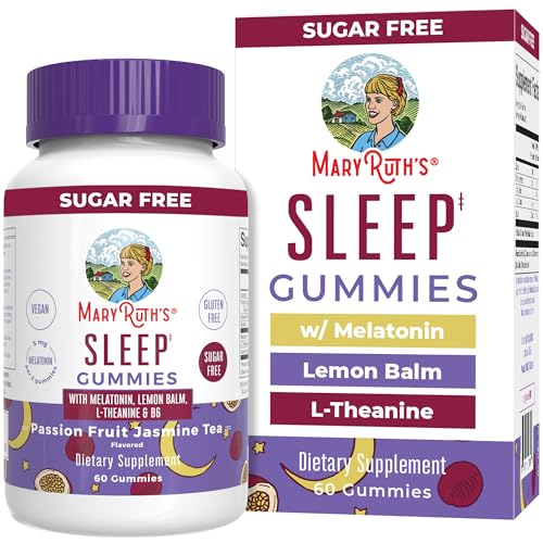 MaryRuth Organics Melatonin 5mg Sleep Gummy with L-Theanine | Lemon Balm | Vitamin B6 | Sugar-Free | Relaxation | Vegan | ...