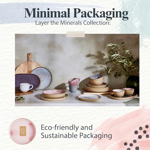 Portmeirion Minerals 10.5" Dinner Plate, Rose Quartz - Modern Stoneware Plate, Artisan-Crafted with Gentle Curves, Durable...