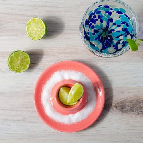 NOVICA Artisan Handmade Ceramic Salt Rimmer Multiuse Colorful Summer from Morocco Pink Tableware Barware 'Fiesta Time'