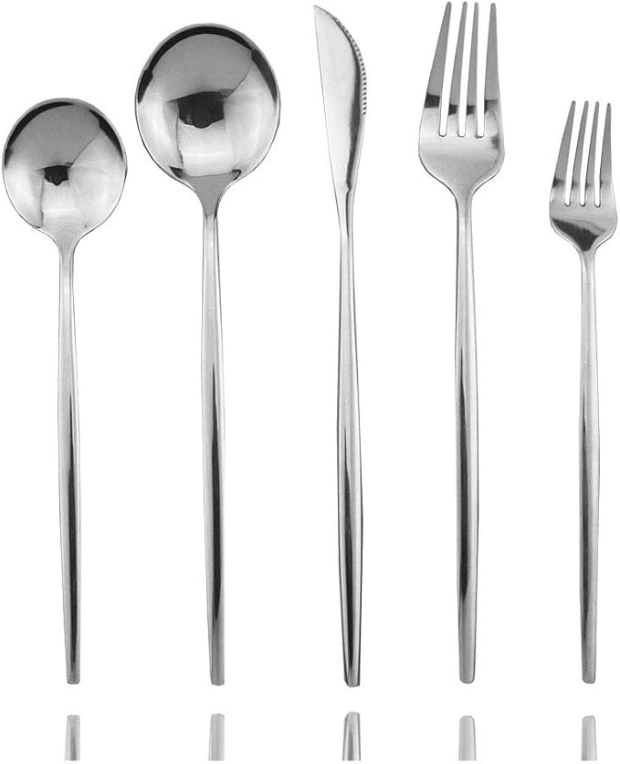 JASHII 30-Piece Stainless Steel Satin Finish Flatware Set, Mirror Polished Tableware Cutlery for Home and Restaurant, Dish...