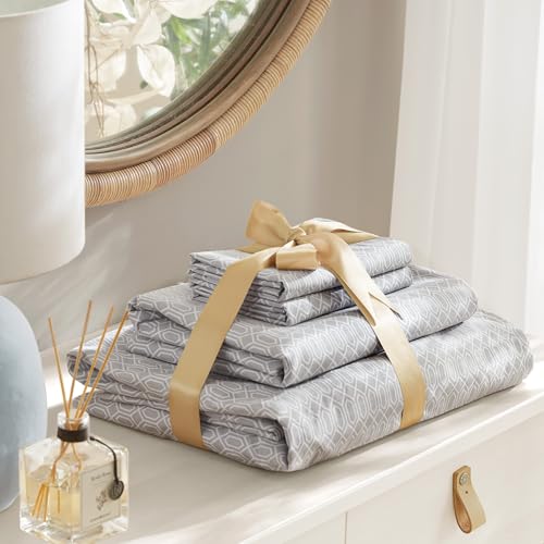 Comfort Spaces 100% Cotton Sheet Set Breathable, Lightweight, Soft with 14" Elastic Pocket Fits up to 16" Mattress, All Se...