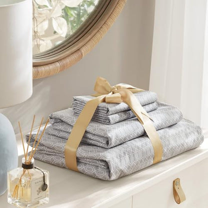 Comfort Spaces 100% Cotton Sheet Set Breathable, Lightweight, Soft with 14" Elastic Pocket Fits up to 16" Mattress, All Se...