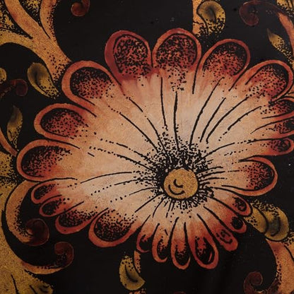 NOVICA Artisan Handmade Reverse Painted Glass Tray Floral from Peru Multicolor Wood Tableware Serveware Trays [2.4in H x 1...