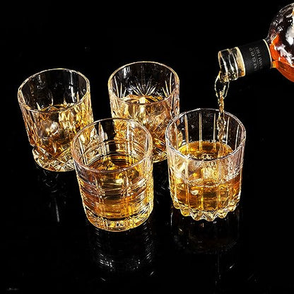 KANARS Whiskey Glasses Set of 4 - Multi Style Crystal Liquor Glasses 10 oz - Rocks Glass Barware For Scotch, Bourbon, Rum ...