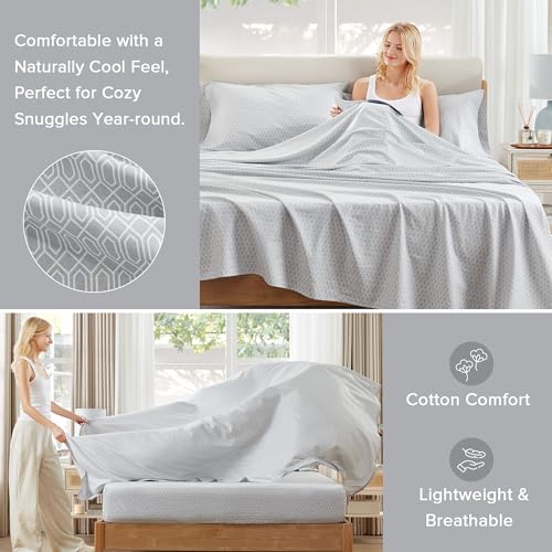 Comfort Spaces 100% Cotton Sheet Set Breathable, Lightweight, Soft with 14" Elastic Pocket Fits up to 16" Mattress, All Se...