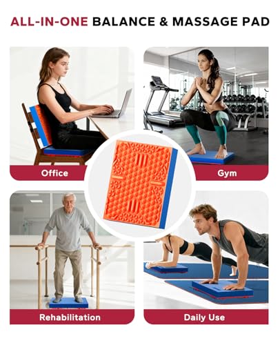 HAPBEAR Exercise Balance Pad - 15"x12" Non-Slip Textured Foam Balance Pad with 2-in-1 Stability & Massage - 2.2" Thick TPE...