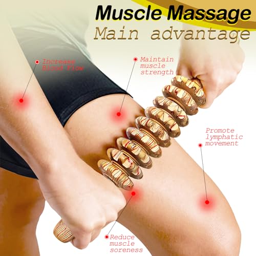 Deston Wooden Massager Handheld Roller Trigger Point Massager Stick for Fascia, Cellulite, Muscle & Abdomen , Body Therapy...