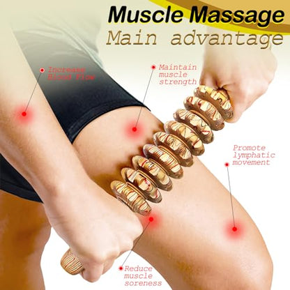 Deston Wooden Massager Handheld Roller Trigger Point Massager Stick for Fascia, Cellulite, Muscle & Abdomen , Body Therapy...