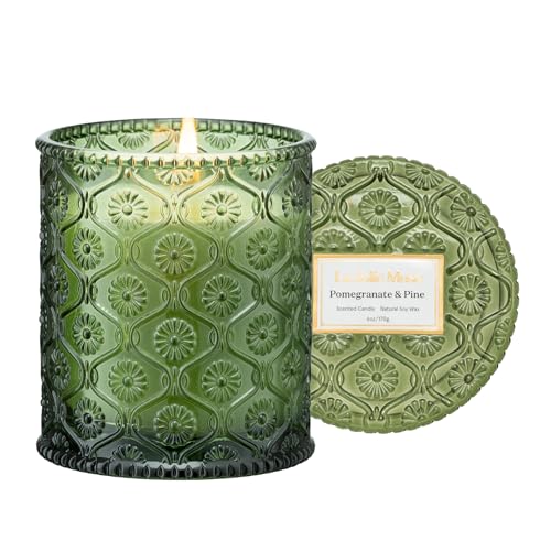 LA JOLIE MUSE Christmas Candles | Pine & Pomegranate Candle | Lemon, Pomegranate & Pine | 6 oz Natural Soy Wax | 40 Hours ...