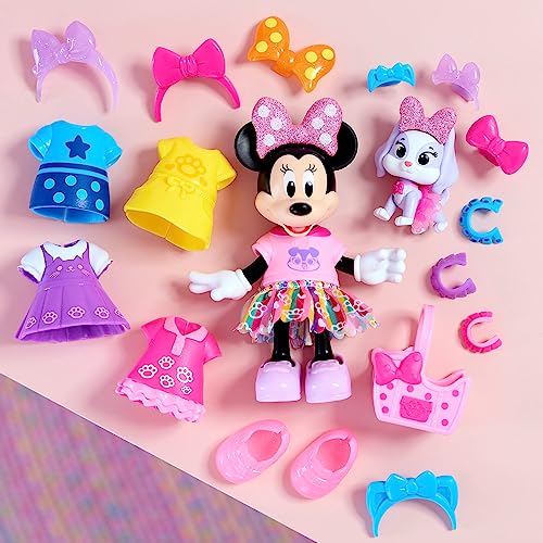 Disney Junior Minnie Mouse Glitter and Glam Pet Fashion Set, 23-piece Doll and Accessories, Kids Toys for Ages 3 Up by Jus...
