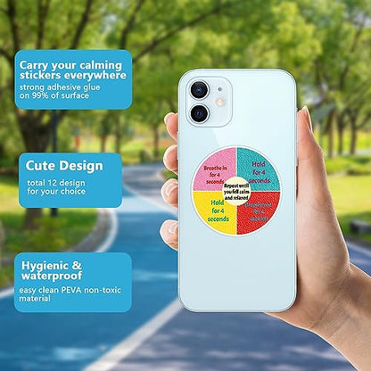 96 Pcs Breath Calm Anxiety Sensory Stickers Reusable Mindfulness Stickers Calming Strips Adhesive Sensory Strips for Schoo...