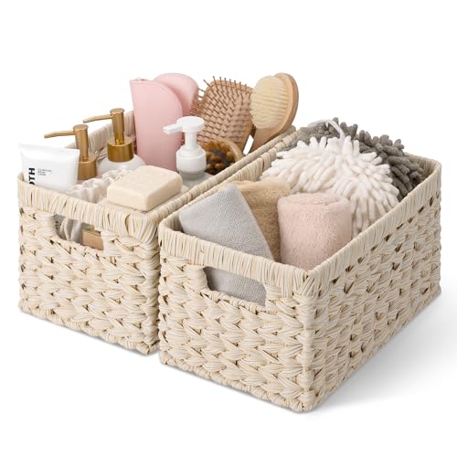 GRANNY SAYS Storage Baskets for Organizing, Wicker Storage Basket for Shelf, Wicker Basket for Organization, Waterproof Ba...