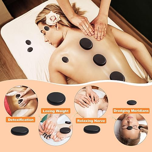 Primachen Hot Stones Massage Warmer Kit, 9Pcs Hot Stones Massage Set Portable Hot Stone with Heater, Hot Rocks Basalt Mass...