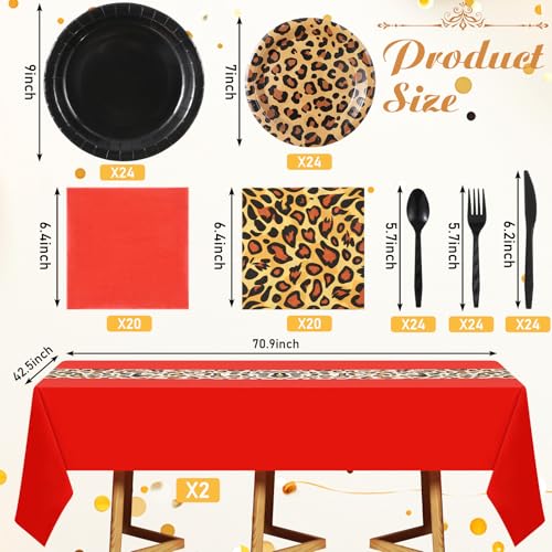 Teecyhooo 181 Pcs Cheetah Party Decorations Leopard Print Safari Animal Jungle Party Supplies Includes Tableware Set, Late...