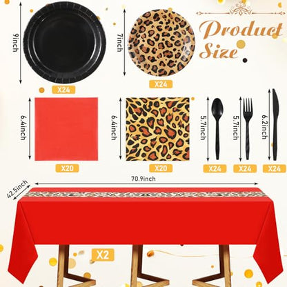 Teecyhooo 181 Pcs Cheetah Party Decorations Leopard Print Safari Animal Jungle Party Supplies Includes Tableware Set, Late...