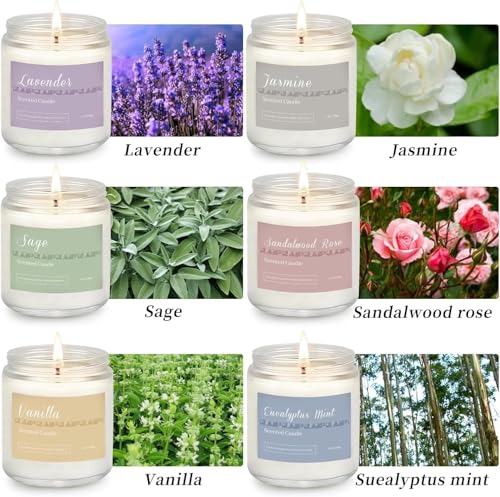 6 Pack Scented Candles Gift Set, Long Lasting Aromatherapy Candles for Home, 37.8 oz 300 Hour Burn, Lavender Jasmine Vanil...