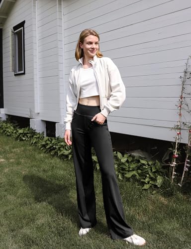 ESOFT Wide Leg Pants Women High-Waisted Yoga Work Dress Pants with Pockets, Casual Sweatpants, Petite/Regular