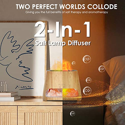 SALKING 2-in-1 Ultrasonic Essential Oil Diffuser & Himalayan Salt Lamp, Aromatherapy Diffuser Cool Mist Humidifier with Au...