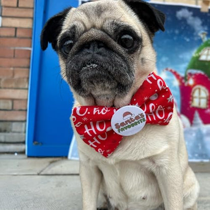 Badge Bow Santa’s Favourite, Dog Gifts for Christmas, Presents for pets, Dog Christmas Outfit, Pet Fashion