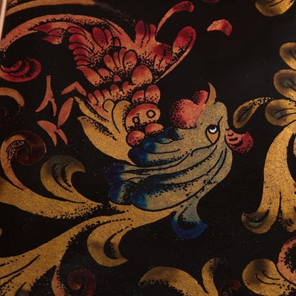 NOVICA Artisan Handmade Reverse Painted Glass Tray Floral from Peru Multicolor Wood Tableware Serveware Trays [2.4in H x 1...