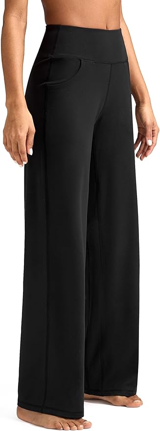 ESOFT Wide Leg Pants Women High-Waisted Yoga Work Dress Pants with Pockets, Casual Sweatpants, Petite/Regular