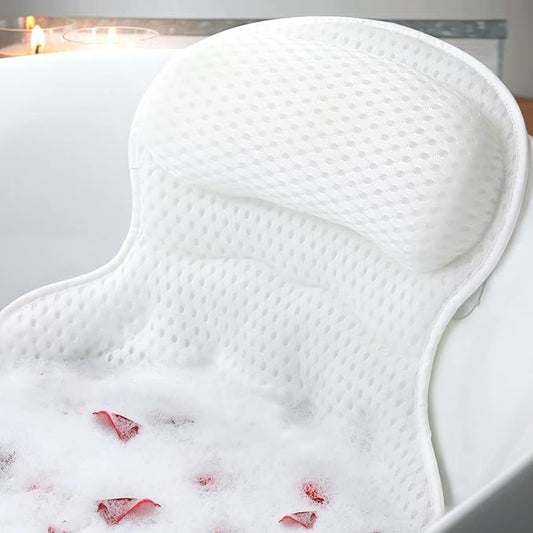Bath Pillow Bathtub Pillow, Luxury Bath Pillows for Tub Neck and Back Support, Bath Tub Pillow Headrest with Soft 4D Mesh ...