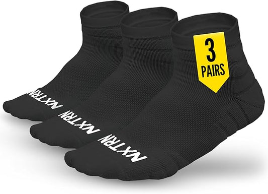 NXTRND 3 Pairs Compression Running Socks for Men, Cushion Athletic Ankle Socks, Basketball, Football, Hiking