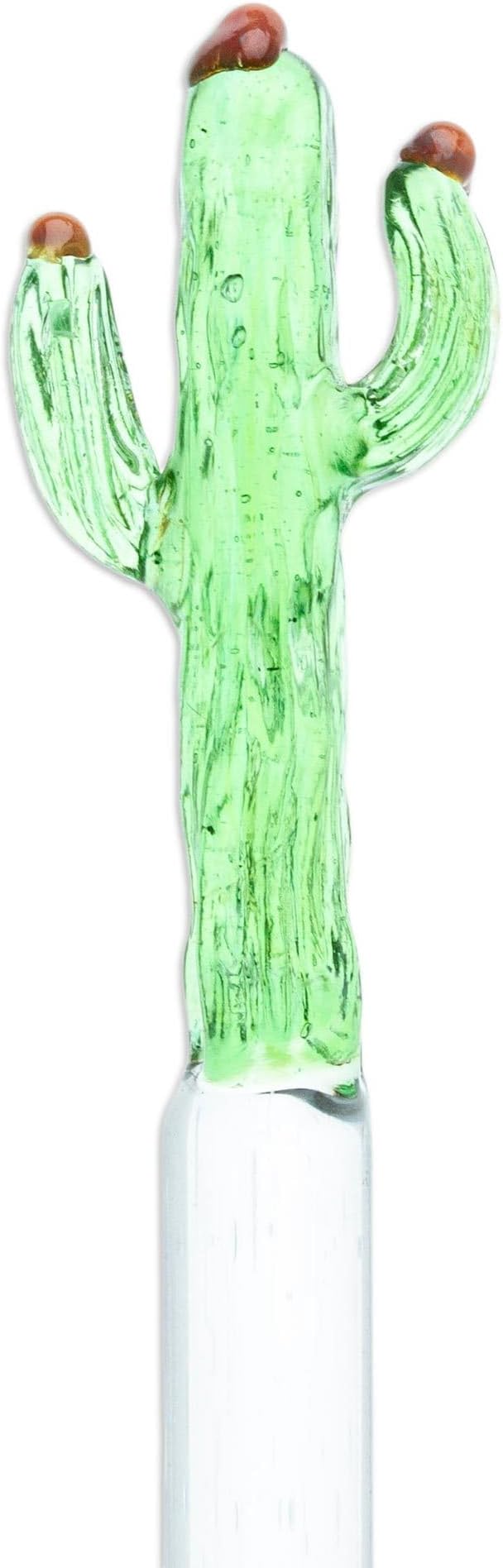 NOVICA Artisan Handmade Recycled Glass Cocktail Stirrer Mexican with Cactus Green Mexico Tableware Barware Accessories Han...