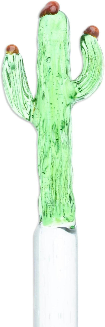 NOVICA Artisan Handmade Recycled Glass Cocktail Stirrer Mexican with Cactus Green Mexico Tableware Barware Accessories Han...