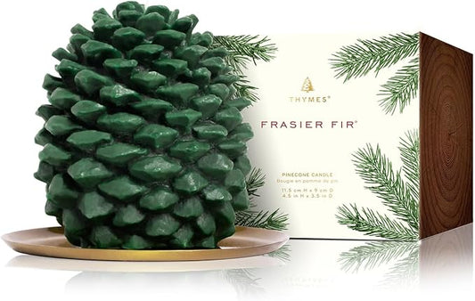 Thymes Frasier Fir Scented Candles for Home Decor - Green Pillar Candles for Women & Men - Place on Candle Holder - Luxury...